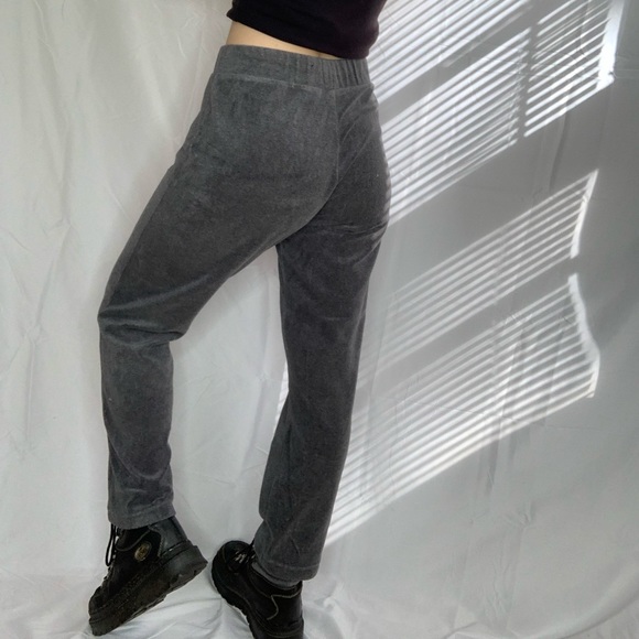 Activeology Grey Velour Velvet Straight leg Elastic Waist High Rise Sweat Pants - Picture 2 of 5